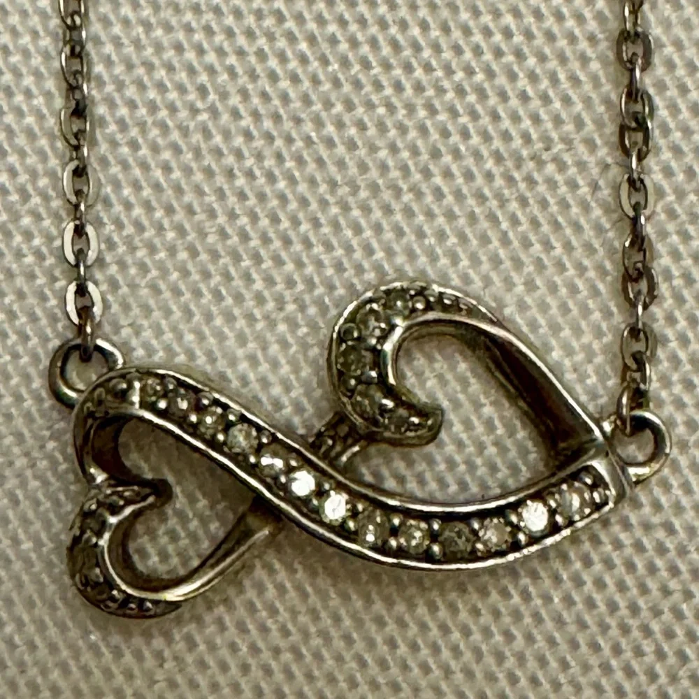 925 Silver Diamond Hearts Infinity Necklace